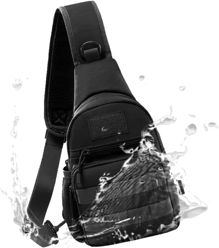 Vista 6 de BraveHawk OUTDOORS Bolsa de pecho de cabestrillo, 900D Nylon táctico MOLLE compacto Crossbody Senderismo Ciclismo Pack