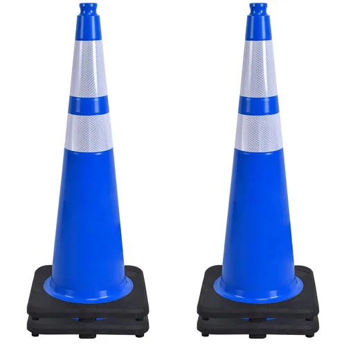 Vista 29 de OrangeStar 6 Pack 36" Conos de seguridad de tráfico, conos de estacionamiento verdes con collar reflectante, conos de construcción con base