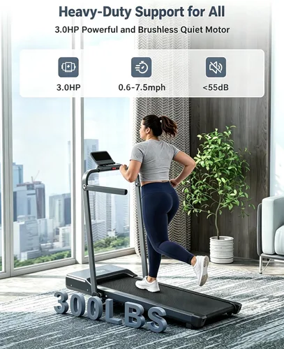 Vista 5 de MJWW 6% Incline Walking Pad, Smart Under Desk Treadmill with AI for Home Negro oscuro