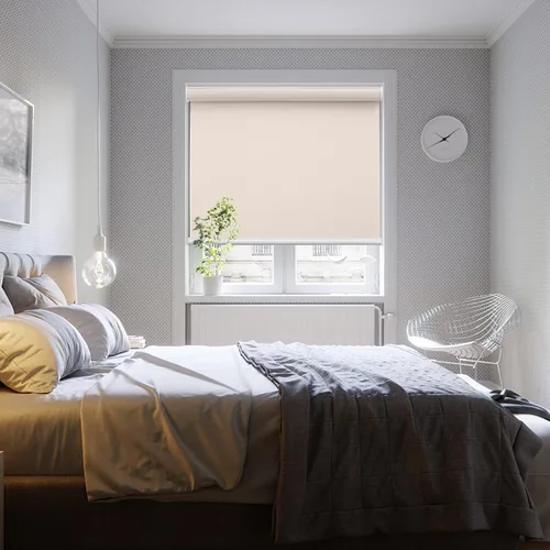 Vista 2 de Persianas enrollables para ventanas, sin cordones, opacas de tamaño personalizado, para cocina, oficina y dormitorio (beige)