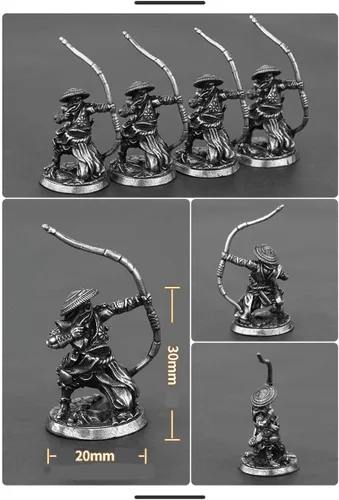 Vista 2 de Modelo Samurai de aleación, juguete antiguo modelo mini guerrero, juegos de mesa de estilo japonés y decoración de ajedrez, manual militar, muñeca