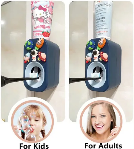 Vista 6 de Dispensador automático de pasta de dientes montado en la pared para baño, exprimidor de pasta de dientes para niños y ducha familiar