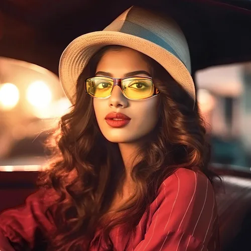 Vista 2 de Night Vision Driving Glasses for Men & Women - Polarized Anti Glare Fit Overs with Wrap-Around HD Yellow Lens