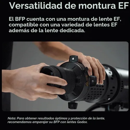 Vista 3 de Godox BFP Accesorio de proyección de flash para flash de montaje Bowens, giratorio 360°, montaje de lente EF, accesorio de flash para Godox AD600