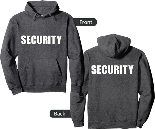 Vista 7 de Sudadera con capucha con estampado frontal y trasero de servicio de guardia de Negro