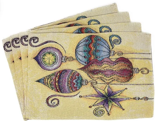 Vista 21 de DaDa Bedding - Juego de 4 manteles individuales de algodón y lino para mesa de comedor, 13 x 19 pulgadas