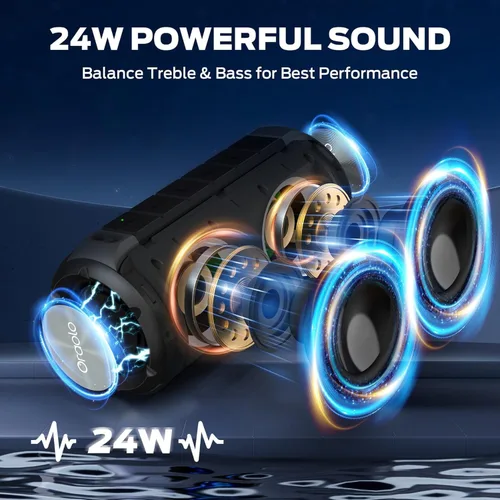 Vista 2 de BUGANI Altavoces Bluetooth Luster, altavoz estéreo inalámbrico portátil con luces coloridas, sonido fuerte, Bluetooth 5.3, tiempo de reproducción