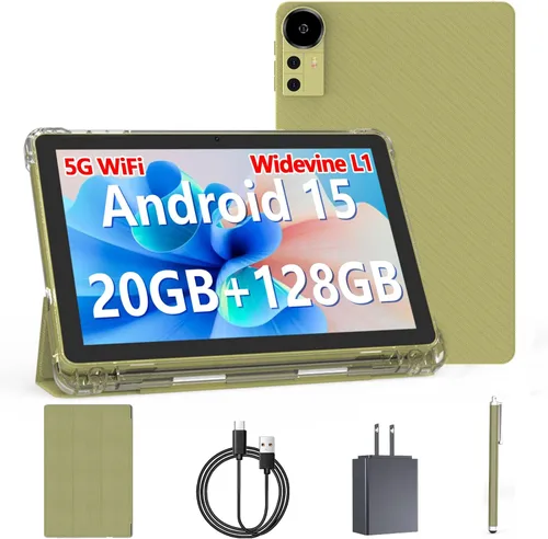 Vista 8 de Tableta Android 15 de 10 pulgadas, tabletas de 20 GB RAM 128 GB ROM 2 TB expandible, tableta PC con procesador Quad-Core de 2.0 Ghz con estuche