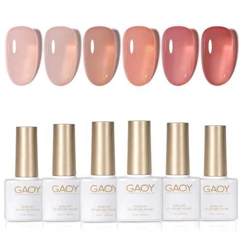Vista 32 de GAOY - Juego de 6 esmaltes de uñas en gel de color rojo borgoña, incluido el kit de esmaltes en gel de color rojo vino cereza oscuro con luz