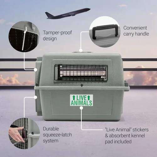 Vista 5 de Petmate Sky Kennel para aire y viaje, jaula para perros compatible con aerolíneas para razas de perros más pequeñas o mascotas de hasta 15 lbs