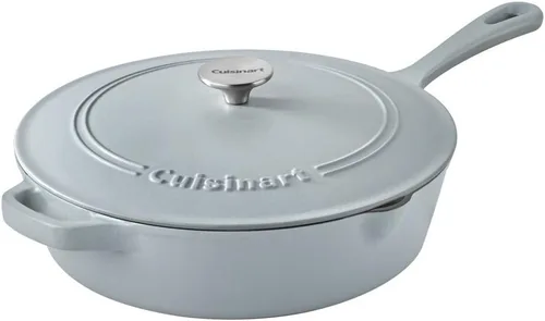 Vista 6 de Cuisinart Freidora de pollo de hierro fundido de 12 pulgadas con tapa, capacidad de 4.5 cuartos de galón, interior esmaltado de porcelana, apta