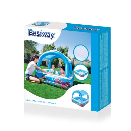 Vista 11 de Bestway Piscina Hinchable Infantil Techo Desmontable 140x140x114 cm +2 Años Jardin 52192