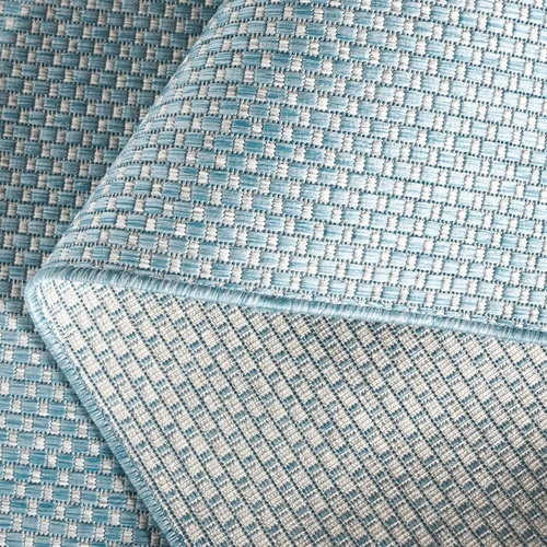 Vista 3 de SAFAVIEH Alfombra Lavable para Exteriores Colección Courtyard - 2'3" x 5', Azul Aqua y Gris, No Desprende Pelusa y Fácil Limpieza, Ideal para Patio