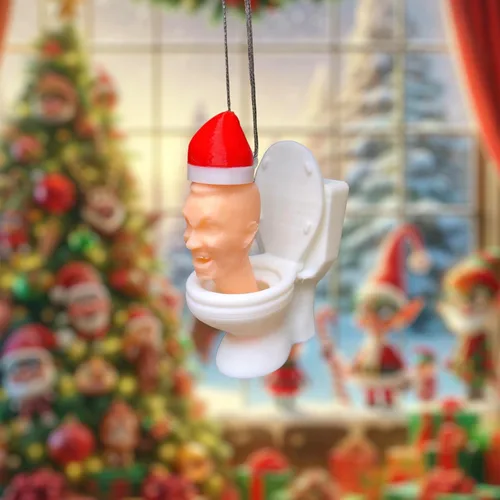 Vista 7 de Divertidos adornos de Navidad impresos en 3D: para ventilador de inodoro Skibidi, adorno colgante de Skibidi, decoración de árbol de Navidad 2025