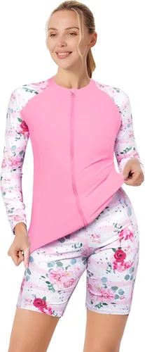 Vista 6 de JACK SMITH Traje de baño de 3 piezas de manga larga con cremallera frontal, tankini UPF 50 para mujer