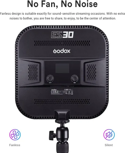 Vista 5 de Godox Luz de llave ES30, luz de escritorio de 2250 lúmenes para transmisión con soporte de escritorio extensible, 0-100% de brillo y control