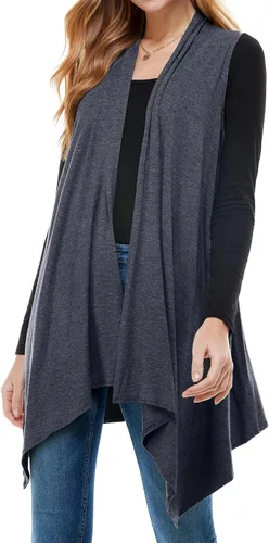 Vista 15 de Azules Sleeveless Cardigan for Women, Soft Lightweight Duster Open Front Sleeveless Long Cardigan Vest