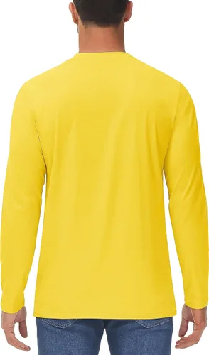 Vista 3 de MAGCOMSEN Camisa de manga larga para hombre con bolsillo, de algodón, cuello redondo, casual, ligera