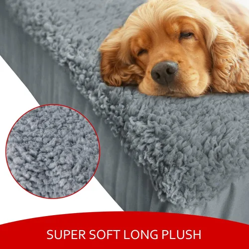 Vista 2 de Moonsea Fundas de cama para perro, repuesto de felpa suave, lavable, forro impermeable para cama de perro, color gris, funda de colchón