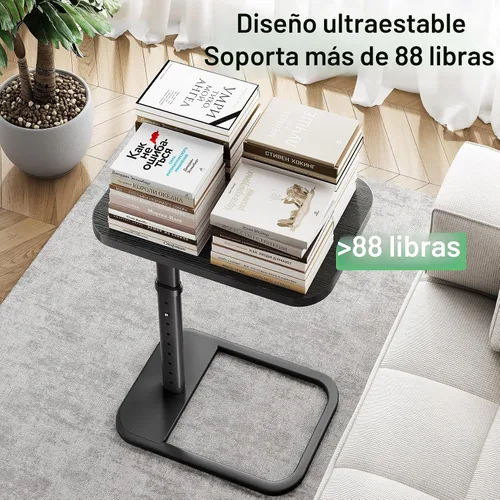 Vista 8 de Kitstorack - Bandeja/mesa de TV, altura ajustable y esquinas metálicas redondeadas, mesa para aperitivos para sofá, cama, silla, sala de estar, mesa