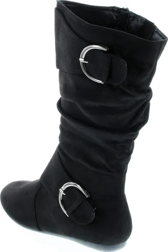Vista 3 de Forever Link Klein-70 - Botas de tacón plano con hebilla y punta redonda cerrada para mujer