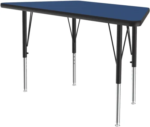 Vista 9 de Correll - Mesa de actividades con forma trapezoidal de 24 x 48 pulgadas, altura ajustable, laminado duradero de alta presión de granito gris Gris