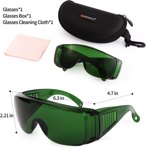 Vista 4 de FreeMascot IPL 200nm-2000nm Gafas de seguridad láser para tratamiento de depilación láser y cosmetología láser Operador Protección ocular (verde)