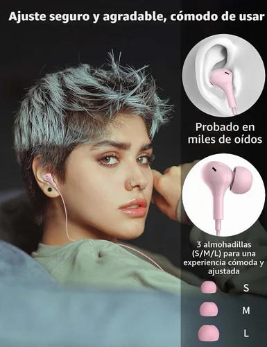 Vista 4 de Auriculares USB C para Samsung S26 S25 FE S24 A16 A17 Z Auriculares con Rosa