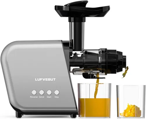 Vista 10 de Exprimidor de prensa en frío para naranja de apio, zanahoria, frutas y verduras, 250 W, máquina exprimidora lenta sin BPA, función inversa, fácil