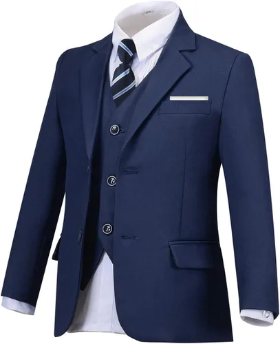 Vista 5 de Addneo Trajes formales de 5 piezas con camisa y chaleco, Blanco