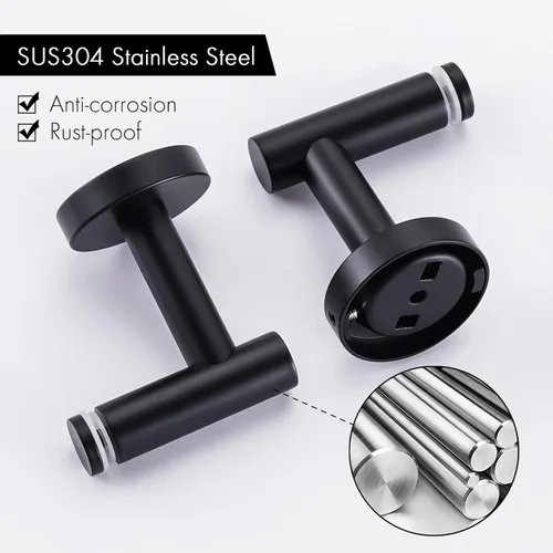 Vista 6 de KES Estante de baño de vidrio con vidrio templado de 8 mm de grosor y soportes negros mate de acero inoxidable SUS 304 de 20 pulgadas, organizador