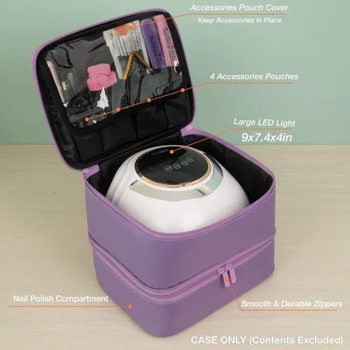 Vista 5 de ButterFox Estuche organizador de esmalte de uñas con capacidad para 60 botellas, se adapta a lámpara de uñas, almacenamiento de doble capa
