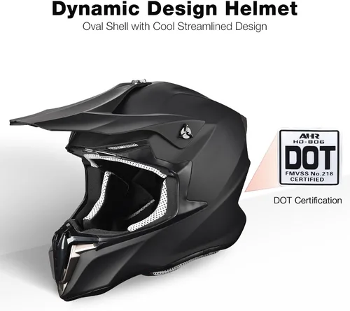 Vista 2 de AHR Adult Offroad Dirt Bike Helmet Motocross ATV Dirtbike Outdoor BMX MX Full Face Motorcycle Helmet DOT Approved