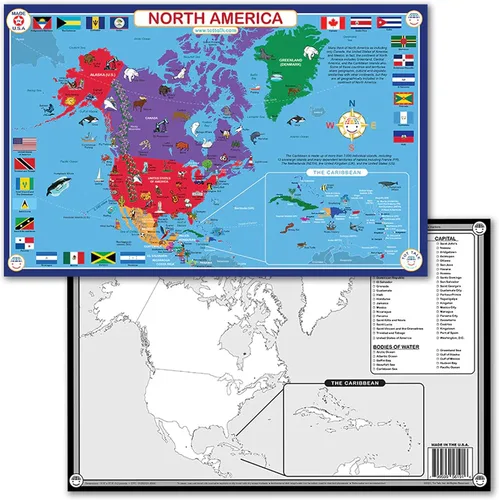 Vista 12 de Tot Talk Map of Africa Kids - Mantel individual educativo para niños, colección Part of Our World con actividades en la parte posterior, manteles