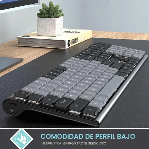 Vista 3 de Arteck Teclado inalámbrico mecánico 2.4G USB, interruptores marrón Tacktile Negro