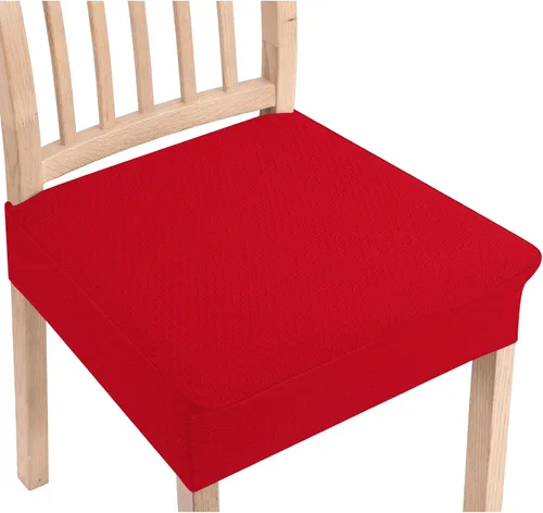 Vista 16 de Smiry Juego de 2 fundas de asiento elásticas de jacquard para sillas de comedor, extraíbles y lavables, sin fundas traseras, color azul aireado