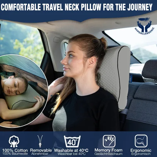 Vista 5 de alkamto Cómoda almohada de espuma viscoelástica para viajes y campamentos, bolsa portátil fácil de llevar, funda de almohada con regulación