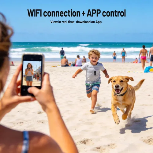 Vista 6 de Cámara corporal 4K con WiFi, cámara de acción POV para motociclismo, esquí, ciclismo, vlogging, deportes, cámara magnética portátil para grabación