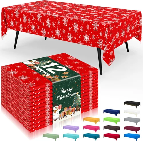 Vista 135 de Smiry - Juego de 6 manteles desechables, 54 x 78 pulgadas, manteles impermeables rectangulares para fiestas, cubierta de mesa de plástico