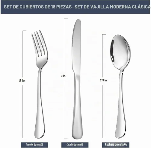 Vista 2 de 24-Piece Silverware Set, Flatware Set for 8, Food-Grade Stainless Steel Tableware Cutlery Set, Mirror Finished Utensil Sets for Home Restaurant