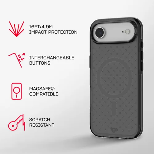 Vista 9 de Tech21 EvoCheck - Funda protectora delgada para iPhone 17 Air, color ahumado/negro, protección contra impactos, compatible con MagSafe