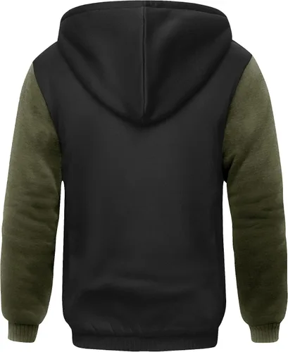 Vista 10 de SCODI Sudaderas con capucha para hombre, forro polar pesado, cremallera completa, forro de sherpa grueso, chaqueta con capucha