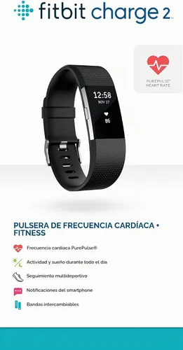 Vista 6 de 2 muñequeras Fitbit Charge de ritmo cardíaco + fitness, FB407SBKL, Negro, 1, 1