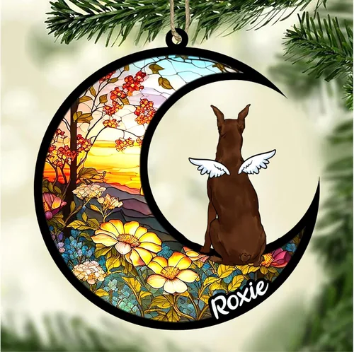 Vista 712 de LOVELYPOD Adorno de Navidad personalizado para perro Basset Hound (marrón) Basset Hound (marrón) adorno para atrapasoles de perro, razas de perros