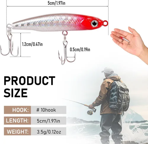 Vista 3 de Kit de señuelos de pesca con caja organizadora, mezclado, incluye minnow Popper Crank VIB cebos para lápices con ganchos para agua salada y agua