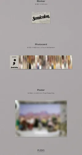 Vista 5 de SEVENTEEN - ; [SEMICOLON] Special Album RANDOM VER. 1ea CD+72p Photo Book+1ea Folded Poster(On pack) +1ea Mini Card+1ea Sticker+2ea Photo
