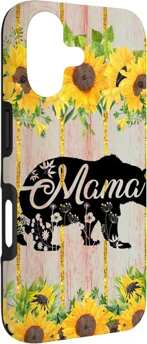 Vista 3 de Mama Bear Rustic Woodgrain Sunflower Farmhouse Country Mama Case for iPhone 17