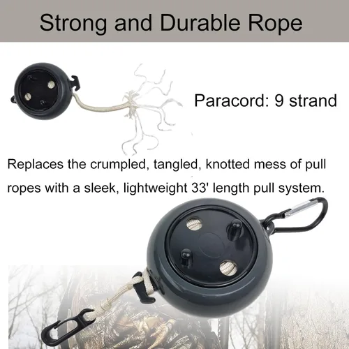 Vista 4 de Soporte retráctil para árbol de arco, accesorios de caza y equipo de caza de ciervos, cuerda de 33 pies resistente (1, negro)