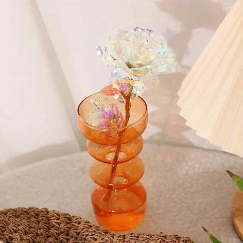 Vista 8 de Rosa artificial de imitación chapada en papel de aluminio, flor artificial para el día de San Valentín, Día de la Madre, cumpleaños, regalos de amor