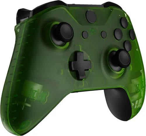 Vista 6 de eXtremeRate Transparent Clear Green Faceplate Side Rails for Xbox One Wireless Controller Model 1708, Replacement Front Housing Shell Panels for